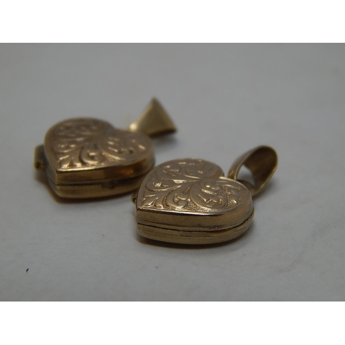 211 - 9ct 2 x Gold heart lockets. 531734