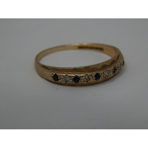 220 - 9ct gold diamond and sapphire set ring. 919468