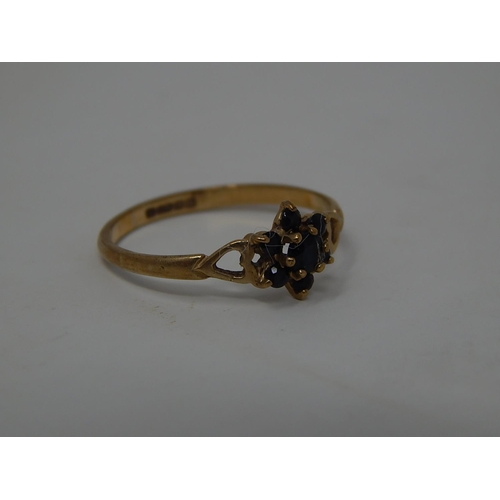 227 - 9ct gold sapphire cluster ring. 338837