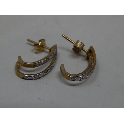 242 - 9ct gold diamond set half hoops. 483202