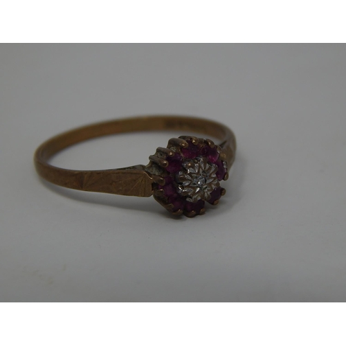 244 - 9ct gold gemstone set cluster ring. 781398