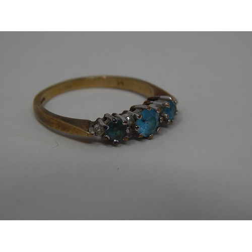 250 - 9ct gold diamond and topaz set ring. 336876