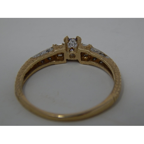 256 - 9ct gold diamond and gemstone set ring. 598229