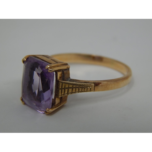 274 - 9ct gold amethyst set dress ring. 141385