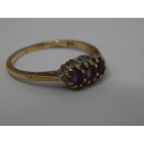 276 - 9ct gold amethyst and diamond set dress ring. 390467