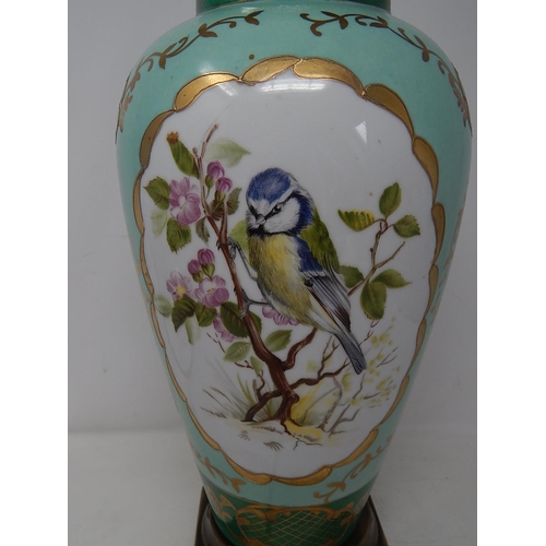 508 - Hand Painted Table Lamp with Cartouches of Birds: Measures 45cm: Pat Tested.