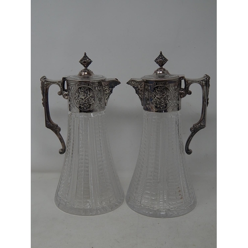 94 - Pair of Good Quality Victorian/Edwardian Silver Plated Claret Jugs with Bacchus Mask Spouts & Handle... 