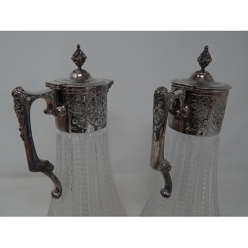 94 - Pair of Good Quality Victorian/Edwardian Silver Plated Claret Jugs with Bacchus Mask Spouts & Handle... 