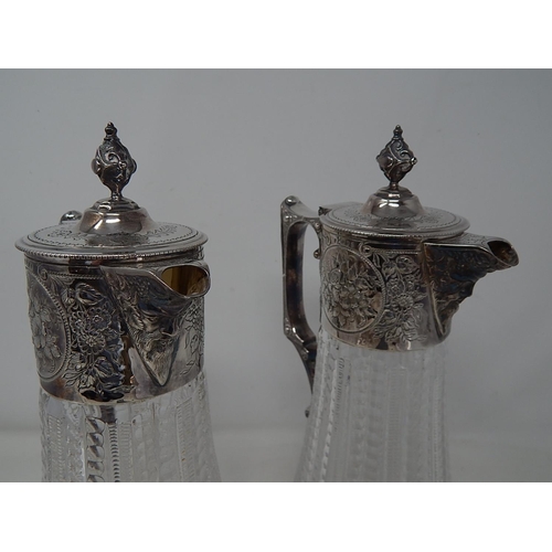 94 - Pair of Good Quality Victorian/Edwardian Silver Plated Claret Jugs with Bacchus Mask Spouts & Handle... 