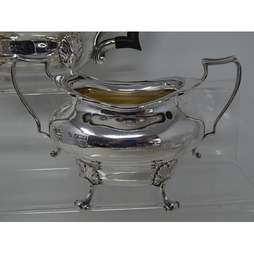 40 - George V silver 3 piece tea service, Sheffield 1911, John Round - 27.4 oz