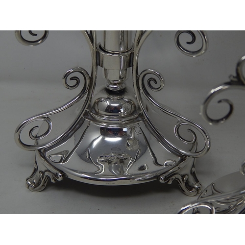 43 - Pair of Edwardian silver epergne candlesticks, Sheffield 1907, Walker & Hall, 23 oz