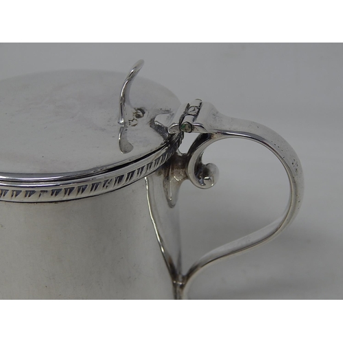 54 - Victorian silver drum mustard with blue glass liner, Sheffield 1891, Atkin Brothers, 3.63oz