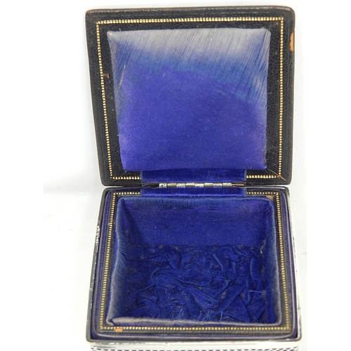 78 - George V, silver mounted trinket box with gilt morocco cover, Chester 1914