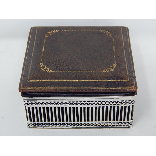 78 - George V, silver mounted trinket box with gilt morocco cover, Chester 1914