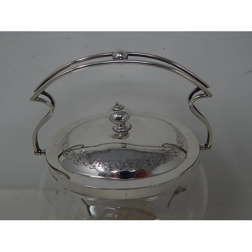 86 - Victorian silver topped cut glass biscuit barrel, London 1899, John Grinsell & Son