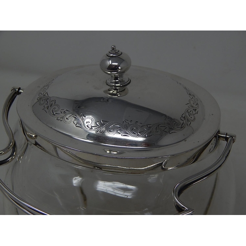 86 - Victorian silver topped cut glass biscuit barrel, London 1899, John Grinsell & Son