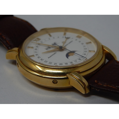 180A - MAURICE LACROIX: 18ct Gold Gentleman's wristwatch, automatic, lever movement, caliber ETA 2824-2, bl... 