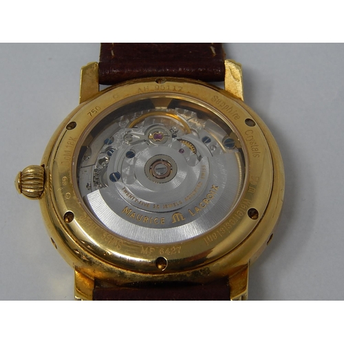 180A - MAURICE LACROIX: 18ct Gold Gentleman's wristwatch, automatic, lever movement, caliber ETA 2824-2, bl... 