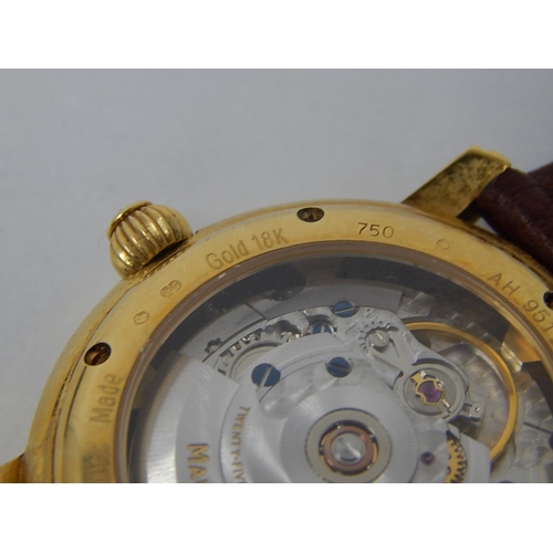 180A - MAURICE LACROIX: 18ct Gold Gentleman's wristwatch, automatic, lever movement, caliber ETA 2824-2, bl... 