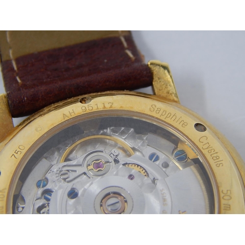 180A - MAURICE LACROIX: 18ct Gold Gentleman's wristwatch, automatic, lever movement, caliber ETA 2824-2, bl... 