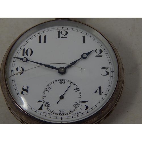 180B - Gentleman's Silver Open Face Pocket Watch Hallmarked Birmingham 1923: Working When Catalogued.