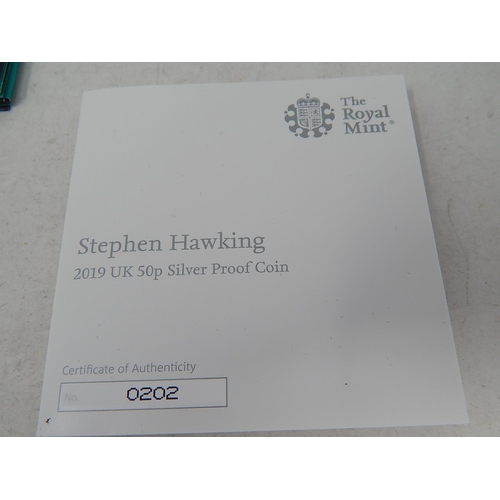 23N - Innovation of Science: Stephen Hawking 2019 UK Silver Proof 50p in Case of Issue with COA