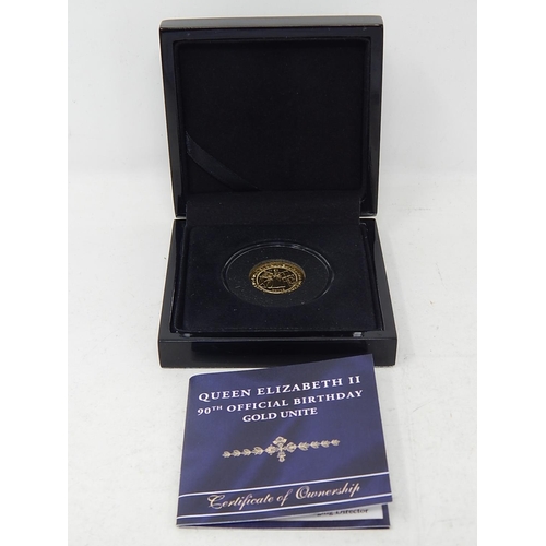 23O - Queen Elizabeth II 90th Official Birthday Gold Unite in Case of Issue with COA