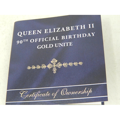 23O - Queen Elizabeth II 90th Official Birthday Gold Unite in Case of Issue with COA