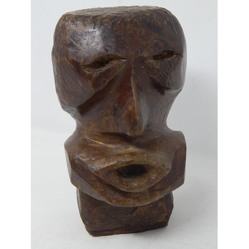 511 - After JOSEPH CSAKY (1888-1971) Cubist Movement Cast Bronze Head: 17cm High