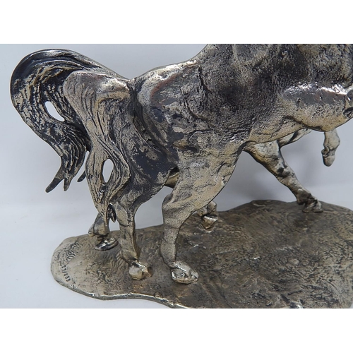 60B - Aligi Sassu, Italian silver 800 standard sculpture of two stylised horses in love, limited edition 2... 