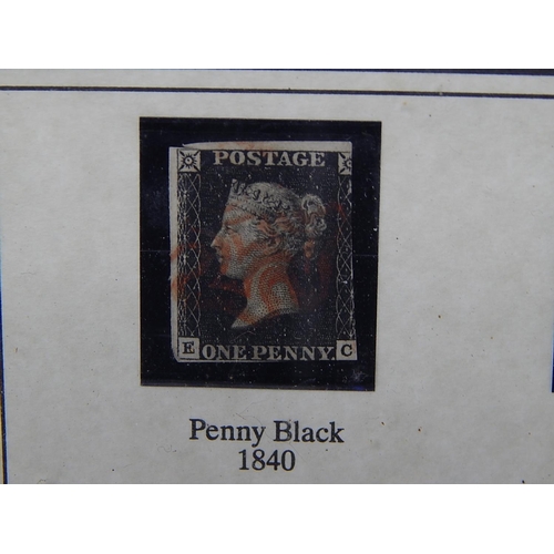 24B - The World Most Famous Stamps: Original Queen Victoria Penny Black and Twopenny Blue in Frame.