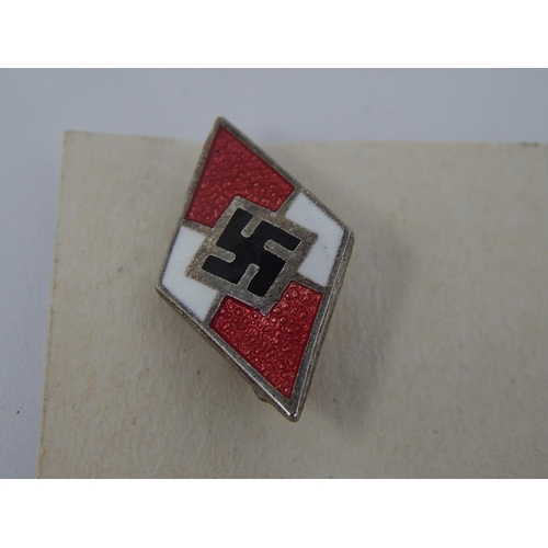 521 - WWII: 2 x Hitler Youth Badges Including Blue Marine Version.