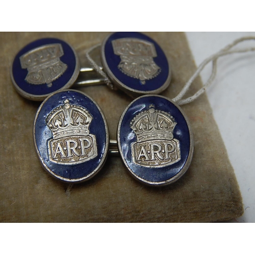 535 - Rare Pair of WWII A.R.P Enamelled Cufflinks