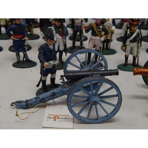 537 - 76 x DEL PRADO Infantrymen with English & French Cannons: Hand Painted.