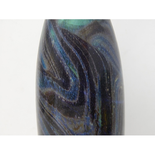 553 - Signed Mdina Glass Vase: Measures 29.2cm high