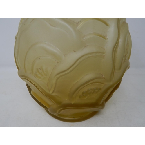 556 - Art Deco Period Moulded Glass Vase: Measures 22.5cm high