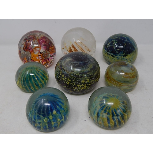 558 - Collection of 8 Glass Paperweights including Isle of Wight