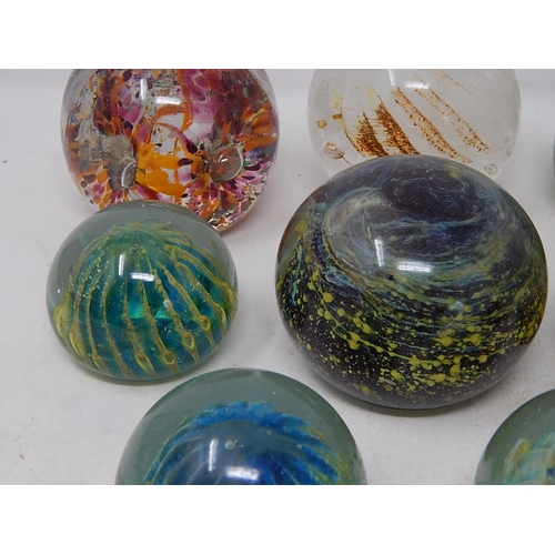 558 - Collection of 8 Glass Paperweights including Isle of Wight