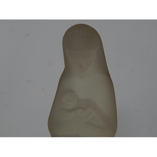 559 - 1930's Frosted Glass Figure of Madonna & Child: Moulded Signature: LEERDAM STEF UITERWAAL GSUL (Holl... 