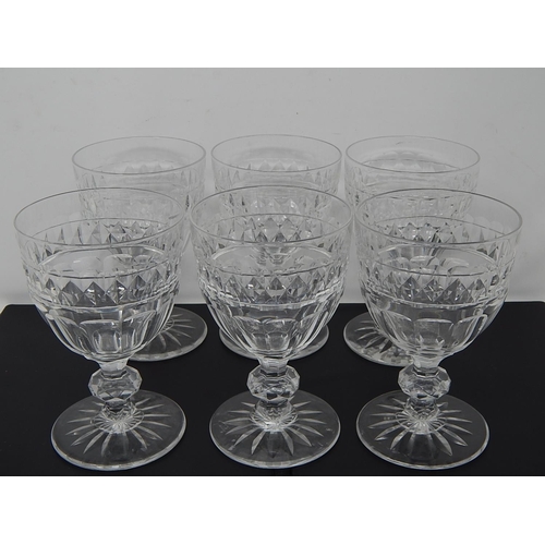 561 - Set of 6 Quality Large Edwardian Cut Glass Wine Glasses: Measuring 15cm high x 9.5cm diameter