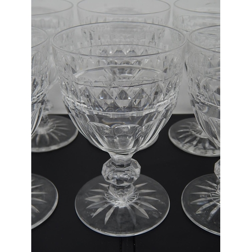 561 - Set of 6 Quality Large Edwardian Cut Glass Wine Glasses: Measuring 15cm high x 9.5cm diameter