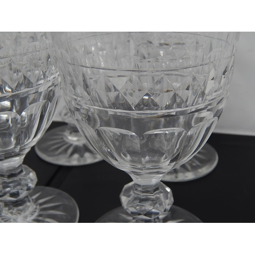 561 - Set of 6 Quality Large Edwardian Cut Glass Wine Glasses: Measuring 15cm high x 9.5cm diameter