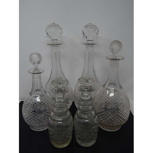 562 - Two Pairs of Decanters Including a Pair of George III Triple Ring Necked Decanters together with Two... 