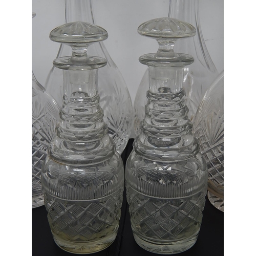 562 - Two Pairs of Decanters Including a Pair of George III Triple Ring Necked Decanters together with Two... 