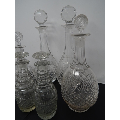 562 - Two Pairs of Decanters Including a Pair of George III Triple Ring Necked Decanters together with Two... 