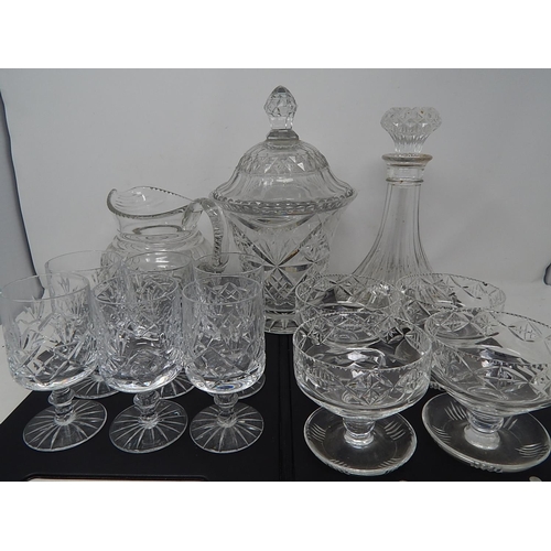 563 - Quantity of Vintage Cut Glass Including a Jug, Set of 6 Glasses, Dessert Dishes etc.