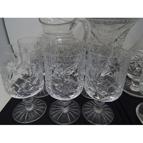 563 - Quantity of Vintage Cut Glass Including a Jug, Set of 6 Glasses, Dessert Dishes etc.