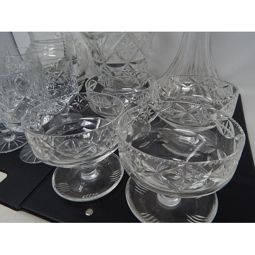 563 - Quantity of Vintage Cut Glass Including a Jug, Set of 6 Glasses, Dessert Dishes etc.