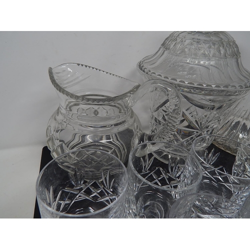 563 - Quantity of Vintage Cut Glass Including a Jug, Set of 6 Glasses, Dessert Dishes etc.