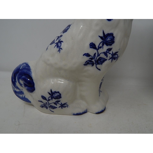 565 - Pair of Blue & White Staffordshire Dogs: Measuring 21cm high